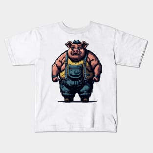 8-Bit Pig Video Game Character Kids T-Shirt